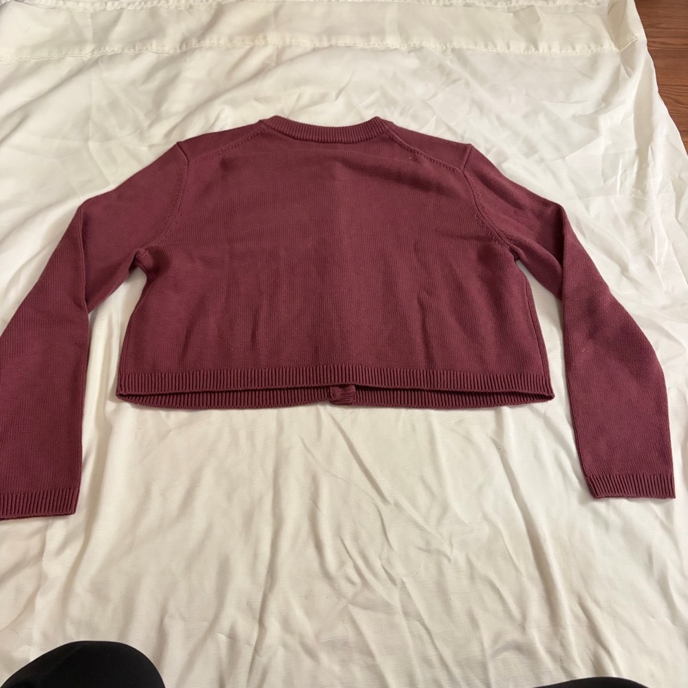 Cropped Button-Front Sweater Cardigan - Pink Mauve - Picture 4 of 6